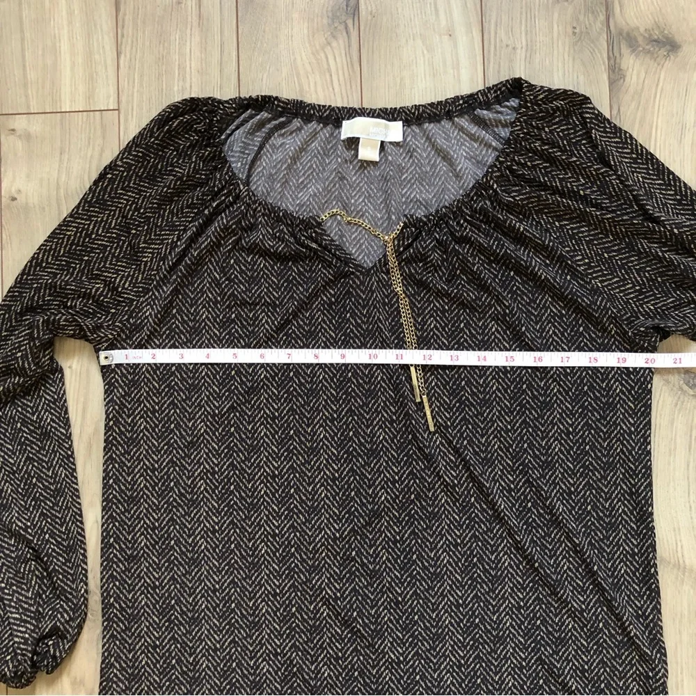 Women’s MICHAEL Michael Kors Brown Long sleeve Gold chain blouse size S - Picture 9 of 12
